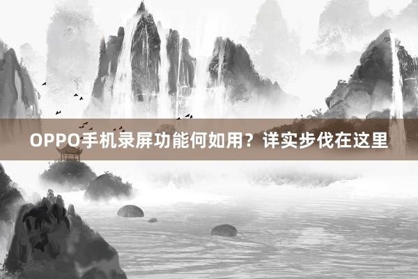 OPPO手机录屏功能何如用?详实步伐在这里